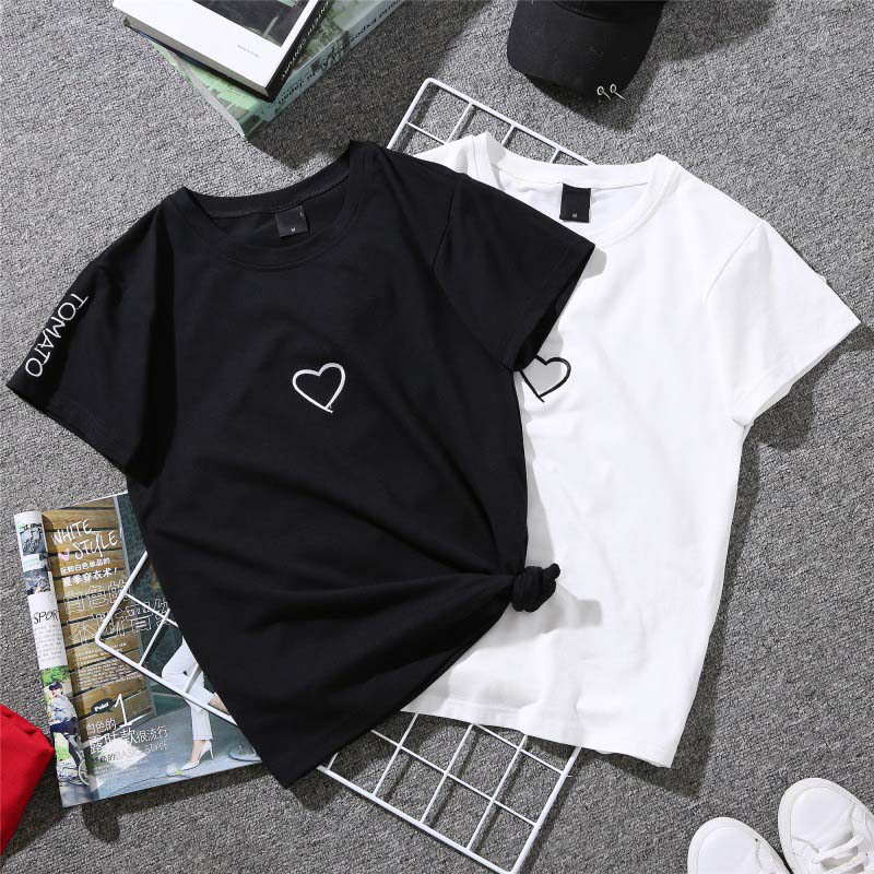 2019 Summer Couples Lovers T-Shirt for Women Casual White Tops Tshirt Women