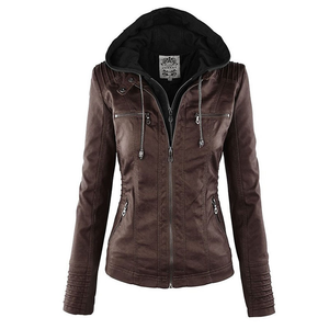 Gothic faux leather Jacket Women hoodies Winter Autumn