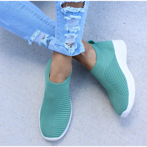 Summer Breathable Sneakers Women Treainers Knitted Vulcanized Shoes Mesh Slip On Sock Sneakers tenis feminino Zapatos Mujer