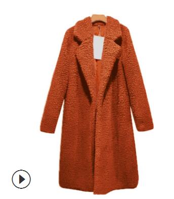 Long Coats Fleece Jackets Winter Warm Teddy Coat Cardigan Office Lady Sexy Women Wool Blends Full Tops Overcoats Plus Size