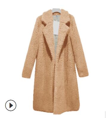 Long Coats Fleece Jackets Winter Warm Teddy Coat Cardigan Office Lady Sexy Women Wool Blends Full Tops Overcoats Plus Size
