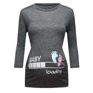 2019 female pregnancy seven-point sleeve cartoon shirt fashion thin maternity dress summer maternity shirt women's clothing