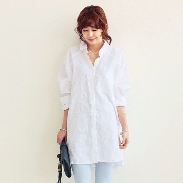 new spring/summer maternity shirts cotton/linen plus size women's shirts pregnant blouses maternity clothings dress 16406