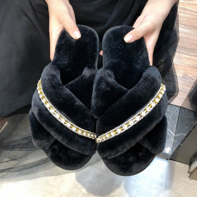 Rhinestone Women Slippers Flip Flops Summer Slides Women Shoes Crystal Diamond Bling Beach Slides Sandals Casual Shoes Slip On