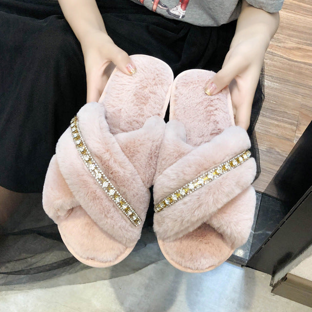 Rhinestone Women Slippers Flip Flops Summer Slides Women Shoes Crystal Diamond Bling Beach Slides Sandals Casual Shoes Slip On