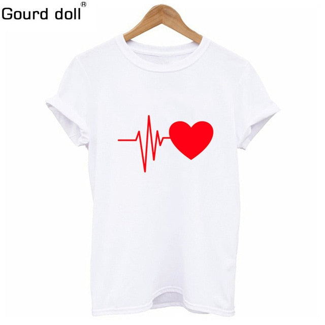 Love Printed Women T-shirts Casual Tee Shirt Femme Summer Short Sleeve