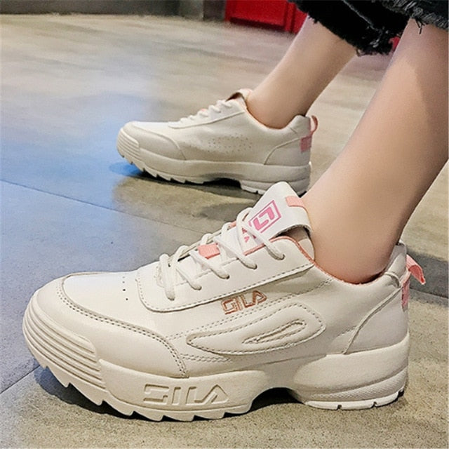 new filas Woman Casual Shoes Vulcanize sneakers Femme Spring Autumn brand white platform Lace-Up White Breathable women shoes