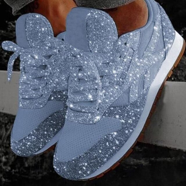 Rimocy Plus Size Woman Sneakers Shining Glitter Autumn Shoes Woman Platform Trainers Ladies silver Shoes Tenis Feminino Red Blue