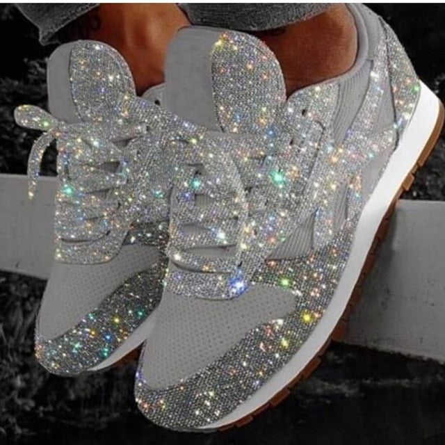Rimocy Plus Size Woman Sneakers Shining Glitter Autumn Shoes Woman Platform Trainers Ladies silver Shoes Tenis Feminino Red Blue