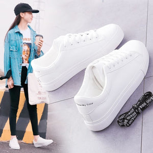 LIAOCHI White Sneakers Women Canvas Shoes Women Fashion Vulcanize Shoes Summer Casual Zapatillas Mujer Plus Size 35-40