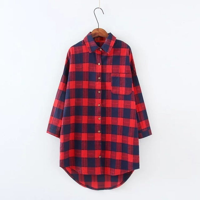 New spring/winter women's  shirts brush check fabric  maternity shirts pregnancy clothing plus size clothing 849