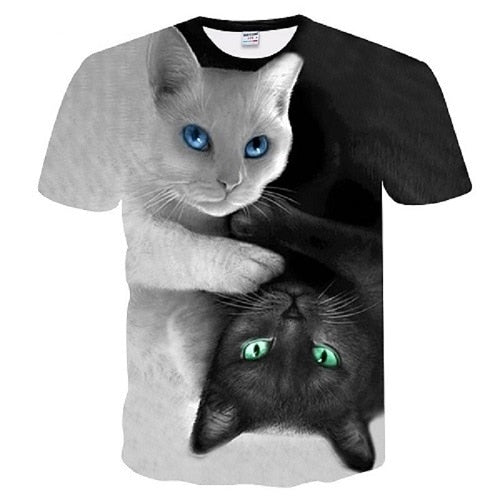 white cat Print t shirt Women tshirt Casual