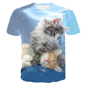 white cat Print t shirt Women tshirt Casual