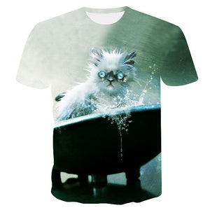 white cat Print t shirt Women tshirt Casual