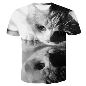 white cat Print t shirt Women tshirt Casual