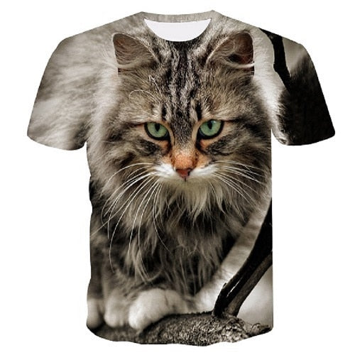 white cat Print t shirt Women tshirt Casual