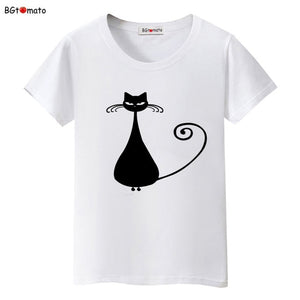 Hot sale summer naughty black cat 3D T shirt women lovely cartoon