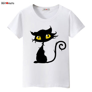 Hot sale summer naughty black cat 3D T shirt women lovely cartoon