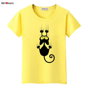 Hot sale summer naughty black cat 3D T shirt women lovely cartoon