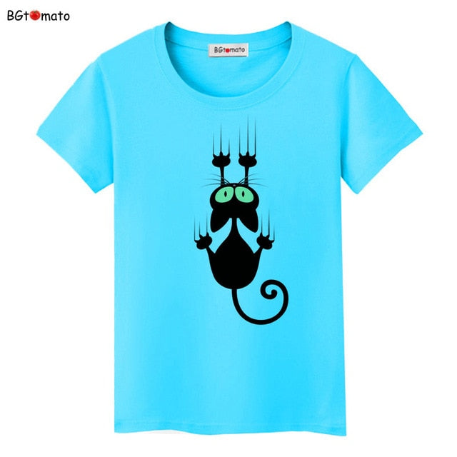 Hot sale summer naughty black cat 3D T shirt women lovely cartoon