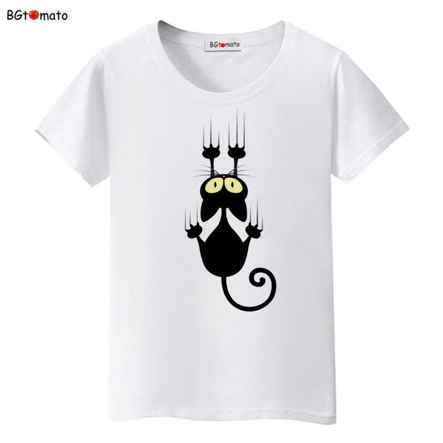 Hot sale summer naughty black cat 3D T shirt women lovely cartoon