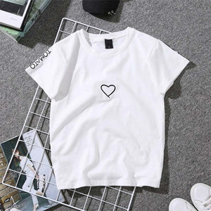 2019 New Women T-shirts Casual Love Printed Tops Tee Summer