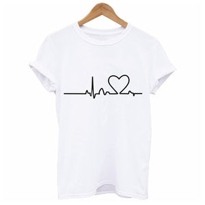 2019 New Women T-shirts Casual Love Printed Tops Tee Summer