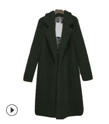 Long Coats Fleece Jackets Winter Warm Teddy Coat Cardigan Office Lady Sexy Women Wool Blends Full Tops Overcoats Plus Size