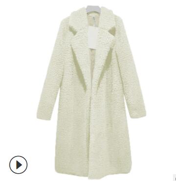 Long Coats Fleece Jackets Winter Warm Teddy Coat Cardigan Office Lady Sexy Women Wool Blends Full Tops Overcoats Plus Size