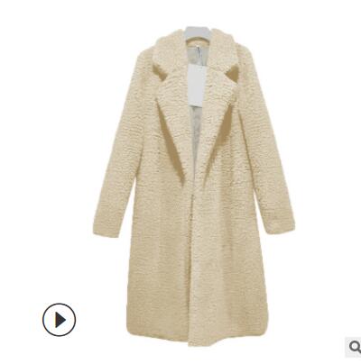 Long Coats Fleece Jackets Winter Warm Teddy Coat Cardigan Office Lady Sexy Women Wool Blends Full Tops Overcoats Plus Size