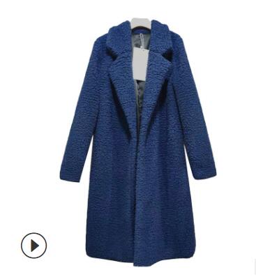 Long Coats Fleece Jackets Winter Warm Teddy Coat Cardigan Office Lady Sexy Women Wool Blends Full Tops Overcoats Plus Size